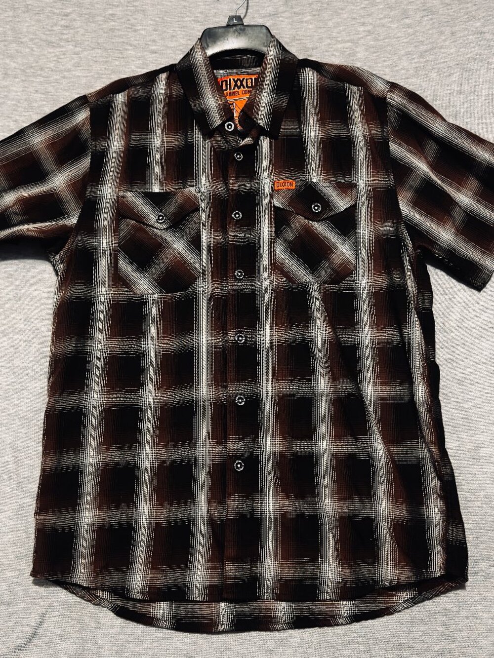 Dixxon Shirt Mens M Brown Plaid Guerrero Short Sleeve Button Up Bamboo Blend